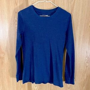 Basic Dark Blue Thermal Crew Long Sleeve Top